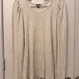 Splendid Off-White w,Silver Shimmer Textured Long Sleeve Top Size L